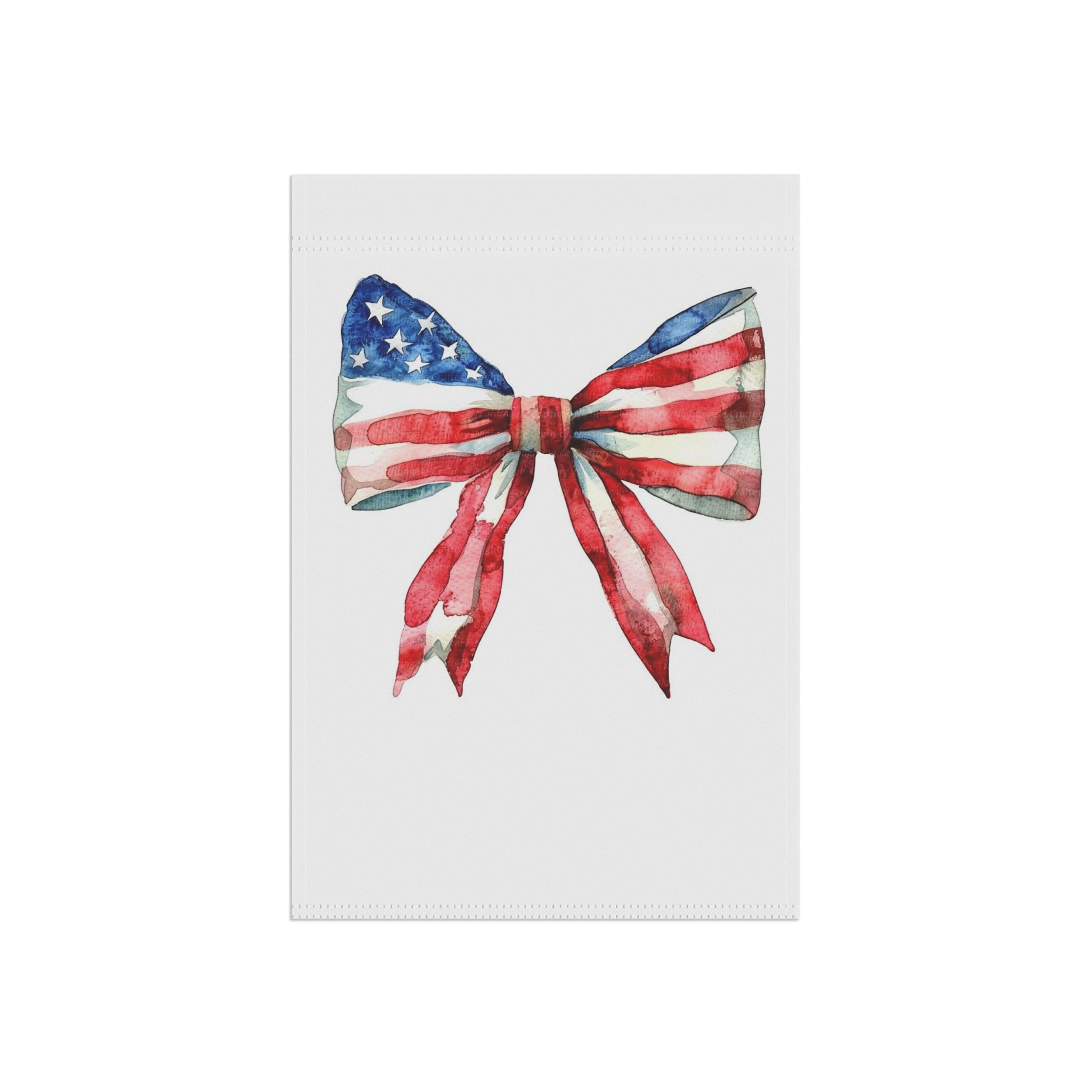 Patriotic Watercolor Bow Garden Flag - USA Stars & Stripes Outdoor Banner