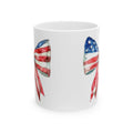 American Flag Ribbon Mug — Patriotic 11oz & 15oz Ceramic Coffee Cup