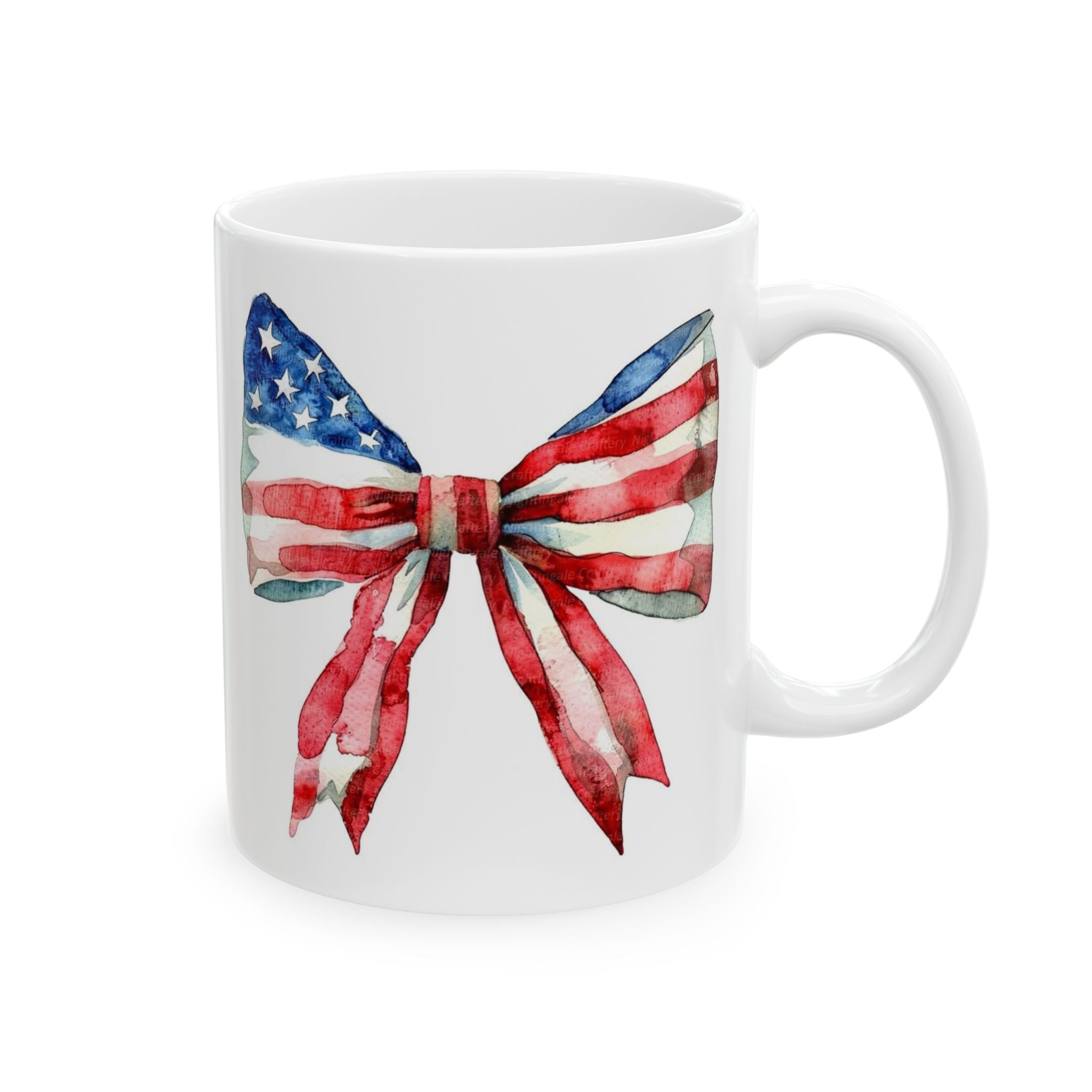 American Flag Ribbon Mug — Patriotic 11oz & 15oz Ceramic Coffee Cup